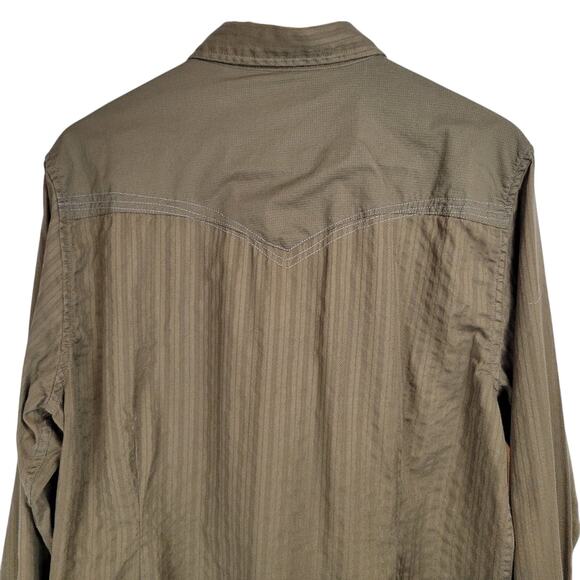 Guess Western Shirt Mens Long Sleeve Button‎ Down Brown Striped Size Large - Picture 4 of 8